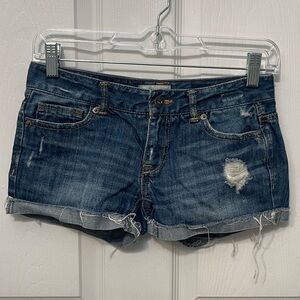 Aeropostale Distressed Denim Medium Wash Blue Jean Shorts